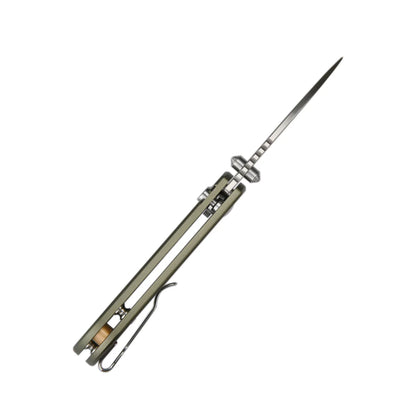 CJRB Mica - 2.36" AR-RPM9 Sandblasted Drop Point Blade, Green Aluminium Handles - J1934GN