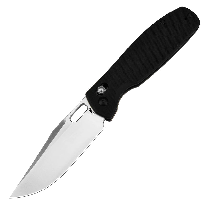 CJRB Prado - 3.76" AR-RPM9 Sand Polished Clip Point Blade, Black G10 Handles - J1936BK