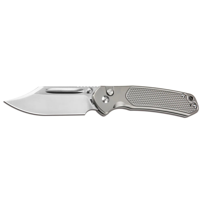 CJRB Pyrite Bowie - 3.15" S90V Sand Polished Clip Point Blade, Titanium Handles - J1942T