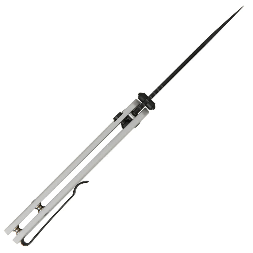 CJRB Pyrite Light - 3.34" AR-RPM9 Black PVD Wharncliffe Blade, Light Grey FRN Handles - J1945-BGY