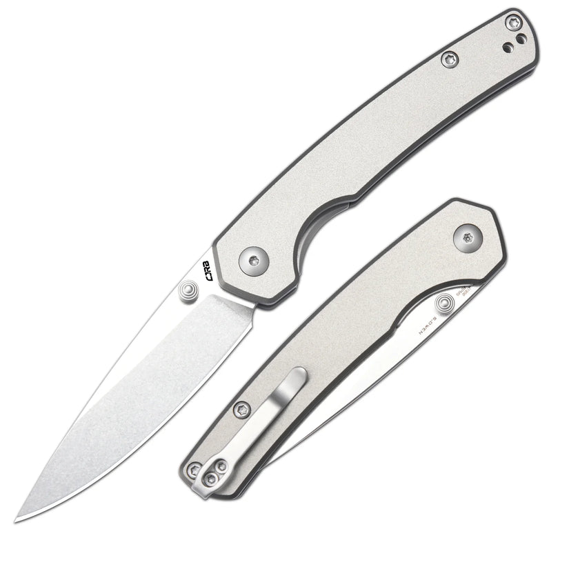 CJRB Kain - 2.95" AR-RPM9 Stonewashed Blade, Grey Aluminium Handles - J1956-GYA