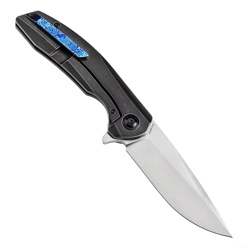 Kansept Accipiter - 3.5" CPM-S35VN Satin Blade, Black Anodised Titanium/Timascus Handle - K1007E3