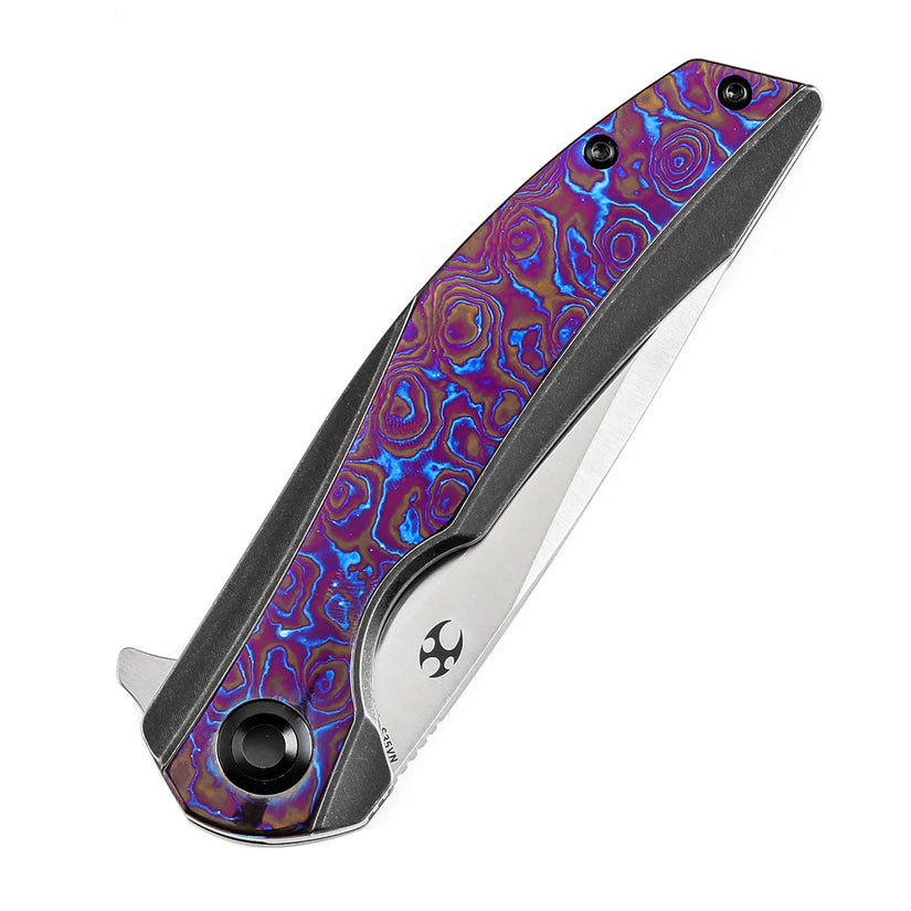 Kansept Accipiter - 3.5" CPM-S35VN Satin Blade, Black Anodised Titanium/Timascus Handle - K1007E3
