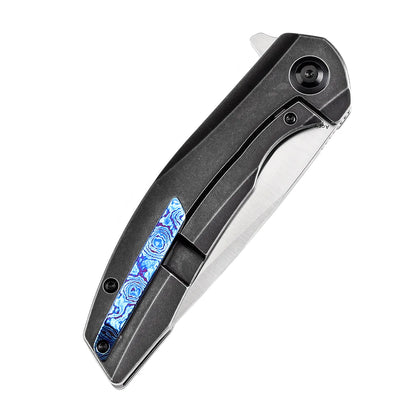 Kansept Accipiter - 3.5" CPM-S35VN Satin Blade, Black Anodised Titanium/Timascus Handle - K1007E3