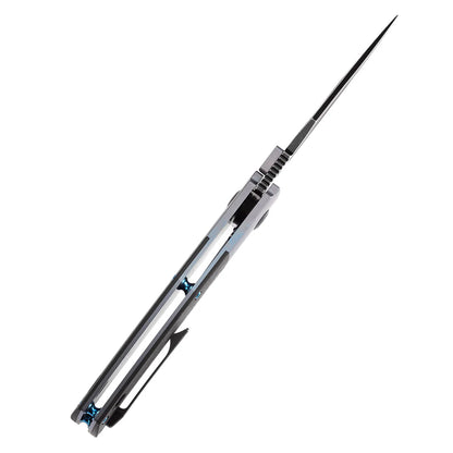 Kansept Hinterland - 3.58" CPM-S35VN Blackwash Clip Point, Blue Titanium/Twill Carbon Fibre - K1057A1