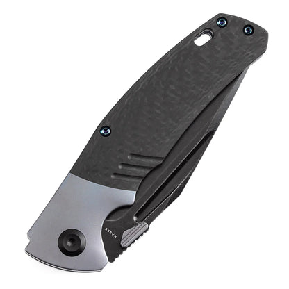 Kansept Hinterland - 3.58" CPM-S35VN Blackwash Clip Point, Blue Titanium/Twill Carbon Fibre - K1057A1