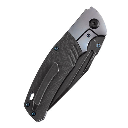 Kansept Hinterland - 3.58" CPM-S35VN Blackwash Clip Point, Blue Titanium/Twill Carbon Fibre - K1057A1
