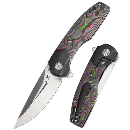 Kansept Cassowary - 2.9" CPM-S35VN Satin Clip Point, Titanium/80s Carbon Fibre - K2065B1