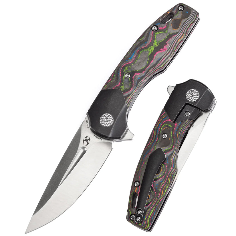 Kansept Cassowary - 2.9" CPM-S35VN Satin Clip Point, Titanium/80s Carbon Fibre - K2065B1