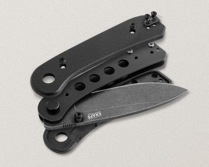 Knafs Lander 1 - 2.75" D2 Stonewashed Blade, Blue G-10 Fast Swap Handles