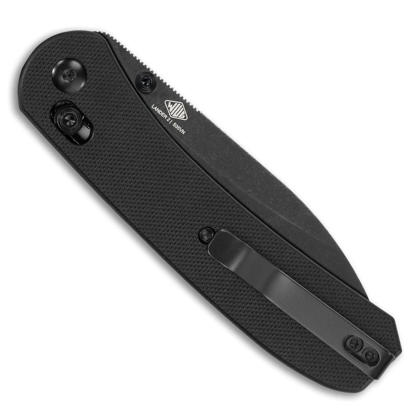 Knafs Lander 2 - 3.25" S35VN Black Stonewashed Blade, Black G-10 Handles, Clutch Lock