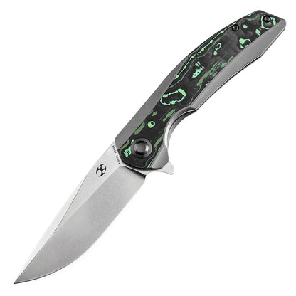 Kansept Accipiter - 3.5" CPM-S35VN Satin, Titanium/Green Carbon Fibre - K1007E1