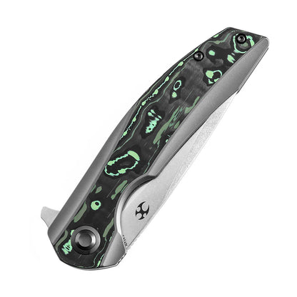 Kansept Accipiter - 3.5" CPM-S35VN Satin, Titanium/Green Carbon Fibre - K1007E1