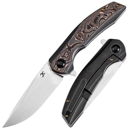 Kansept Accipiter - 3.5" CPM-S35VN Satin, Titanium/Copper Carbon Fibre - K1007E2
