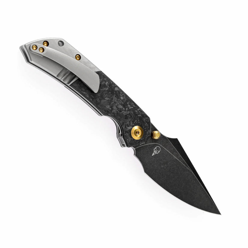 Kansept Fenrir - 3.48" CPM-S35VN Black Stonewashed Blade, Shred Carbon Fibre/Titanium Handle - K1034A1