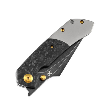 Kansept Fenrir - 3.48" CPM-S35VN Black Stonewashed Blade, Shred Carbon Fibre/Titanium Handle - K1034A1