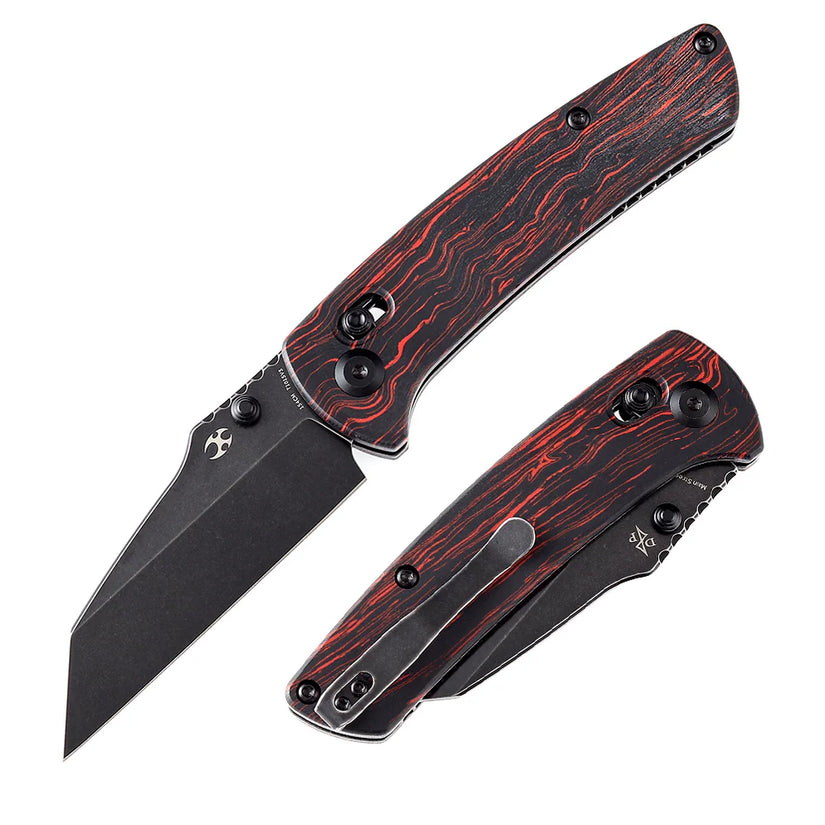 Kansept Main Street - 3.36" 154CM Black Stonewashed Blade, Red G-Mascus Handle - T1015V5