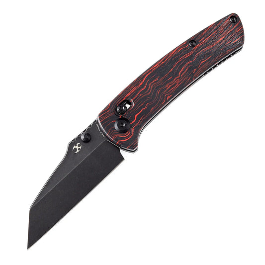 Kansept Main Street - 3.36" 154CM Black Stonewashed Blade, Red G-Mascus Handle - T1015V5