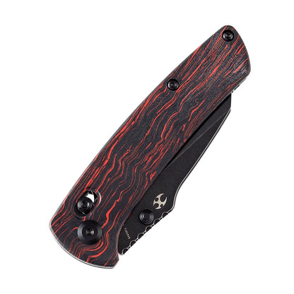 Kansept Main Street - 3.36" 154CM Black Stonewashed Blade, Red G-Mascus Handle - T1015V5