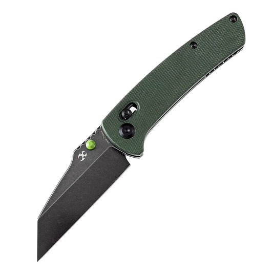 Kansept Main Street - 3.36" 154CM Black Stonewashed Blade, Green Micarta Handle - T1015V6