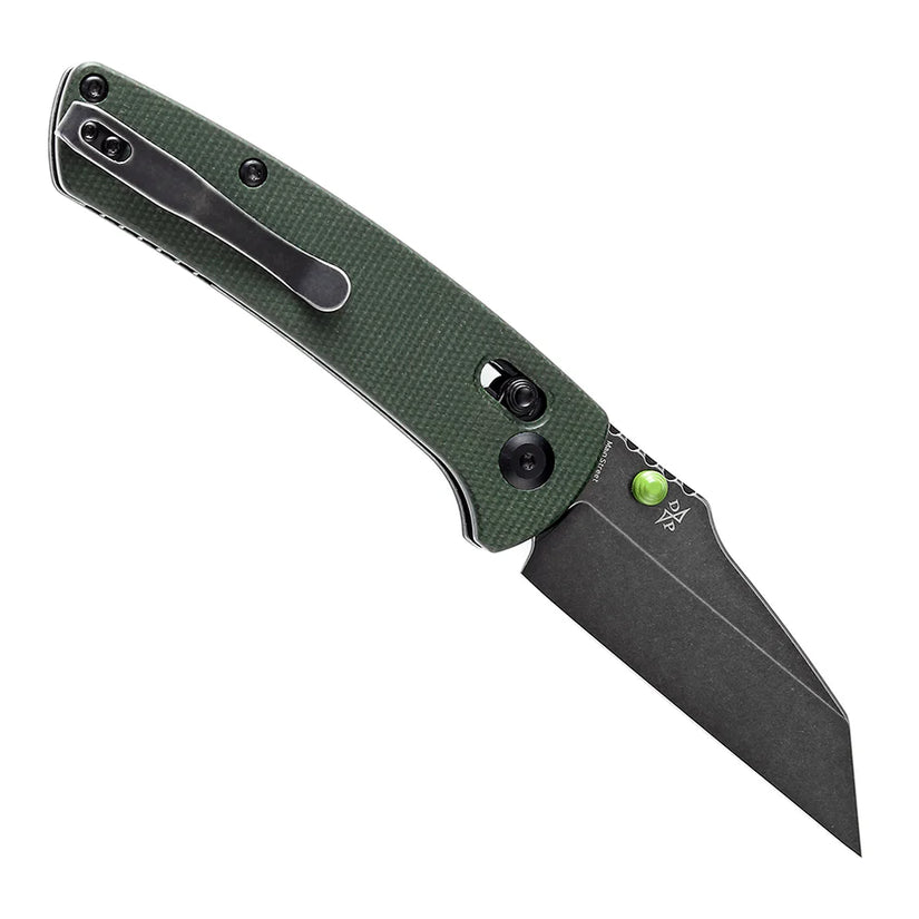 Kansept Main Street - 3.36" 154CM Black Stonewashed Blade, Green Micarta Handle - T1015V6