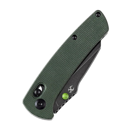 Kansept Main Street - 3.36" 154CM Black Stonewashed Blade, Green Micarta Handle - T1015V6