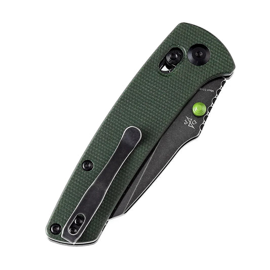 Kansept Main Street - 3.36" 154CM Black Stonewashed Blade, Green Micarta Handle - T1015V6