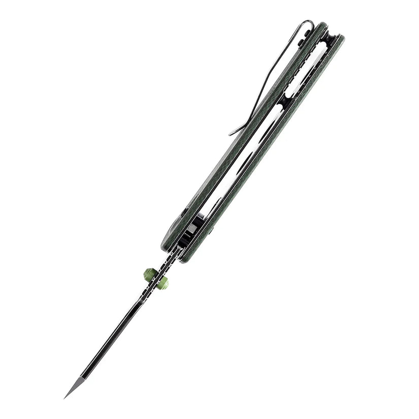 Kansept Main Street - 3.36" 154CM Black Stonewashed Blade, Green Micarta Handle - T1015V6