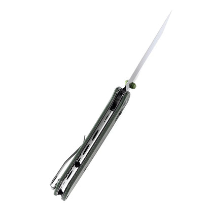 Kansept Main Street - 3.36" 154CM Black Stonewashed Blade, Green Micarta Handle - T1015V6