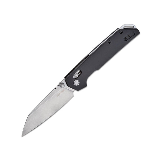 Kershaw Iridium Reverse Tanto - 3.4" D2 Stonewashed Reverse Tanto Blade, Black Aluminium Handles - 2038R