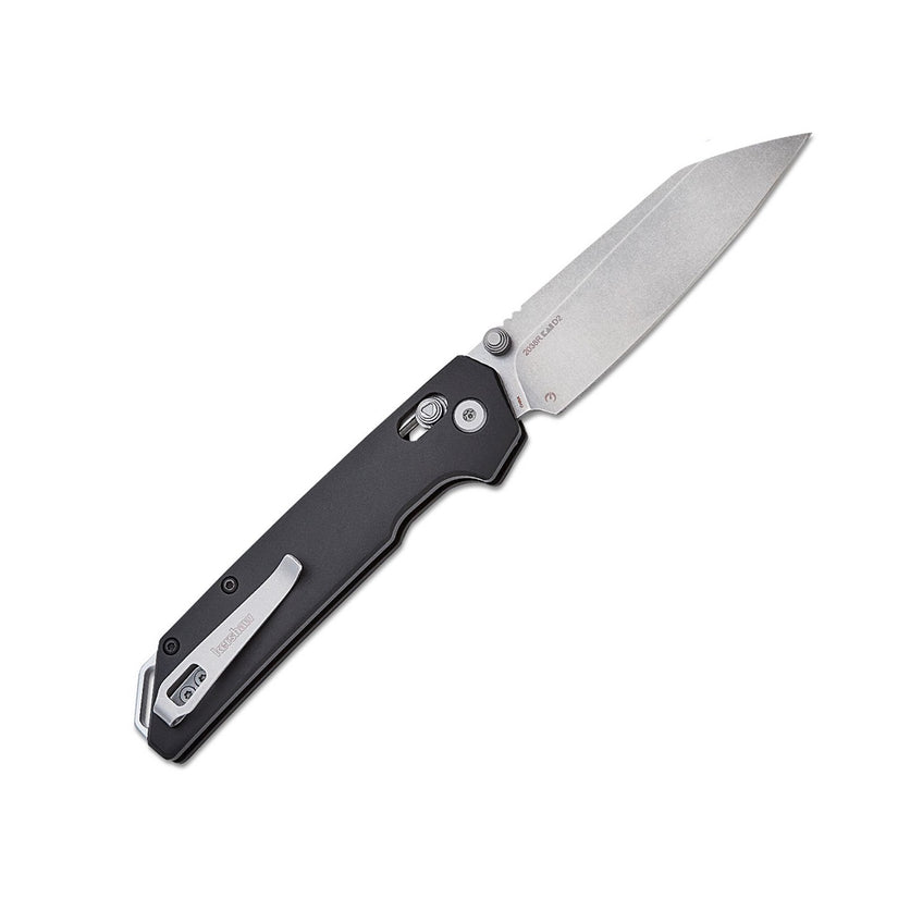 Kershaw Iridium Reverse Tanto - 3.4" D2 Stonewashed Reverse Tanto Blade, Black Aluminium Handles - 2038R