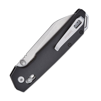 Kershaw Iridium Reverse Tanto - 3.4" D2 Stonewashed Reverse Tanto Blade, Black Aluminium Handles - 2038R