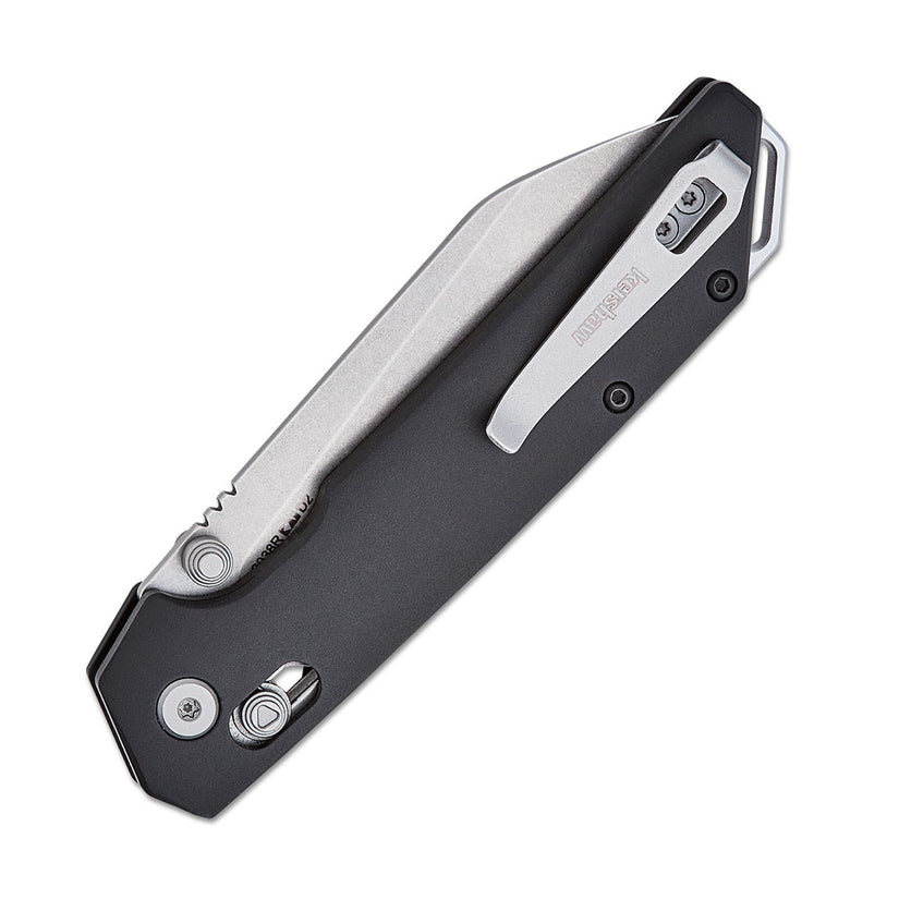 Kershaw Iridium Reverse Tanto - 3.4" D2 Stonewashed Reverse Tanto Blade, Black Aluminium Handles - 2038R