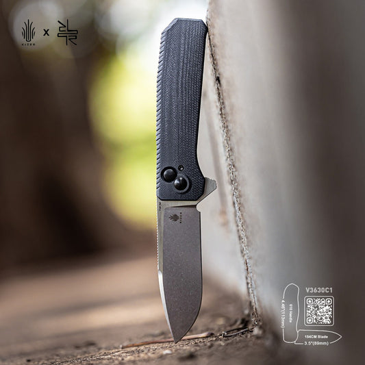 Kizer Brat - 3.5" 154CM Stonewashed Blade, Integral G10 Handle - V3630C1