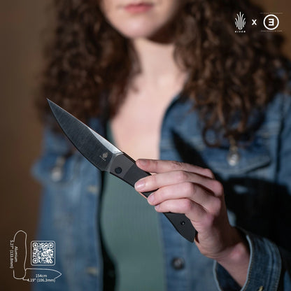 Kizer Momo - 4.17" 154CM Satin Blade, Black Aluminium Handle - V4663C1