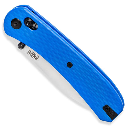 Knafs Lander 2 - 3.25" S35VN Stonewashed Blade, Blue G-10 Handles, Clutch Lock
