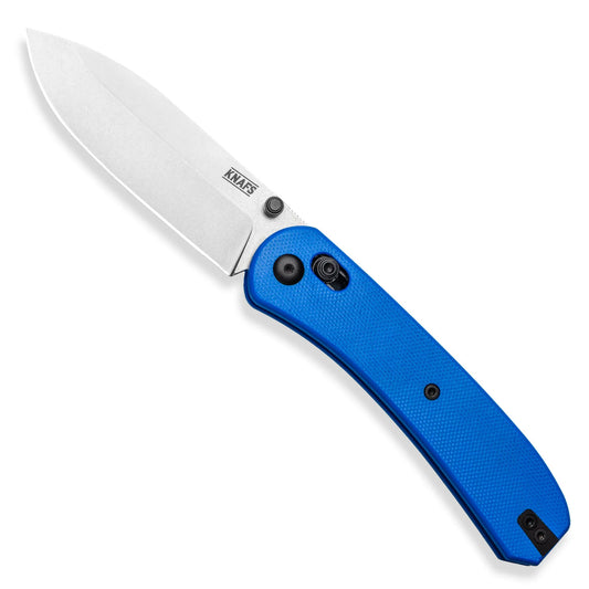 Knafs Lander 2 - 3.25" S35VN Stonewashed Blade, Blue G-10 Handles, Clutch Lock