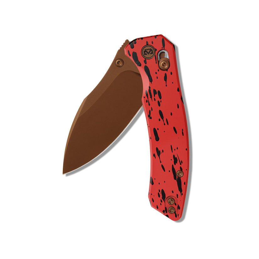 Miguron Norsa - 2.99" D2 Rose Gold PVD Blade, Red/Black Aluminium Handle