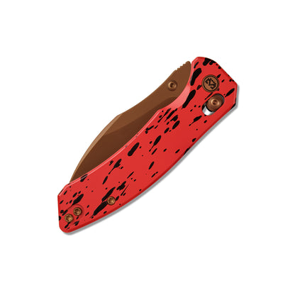 Miguron Norsa - 2.99" D2 Rose Gold PVD Blade, Red/Black Aluminium Handle