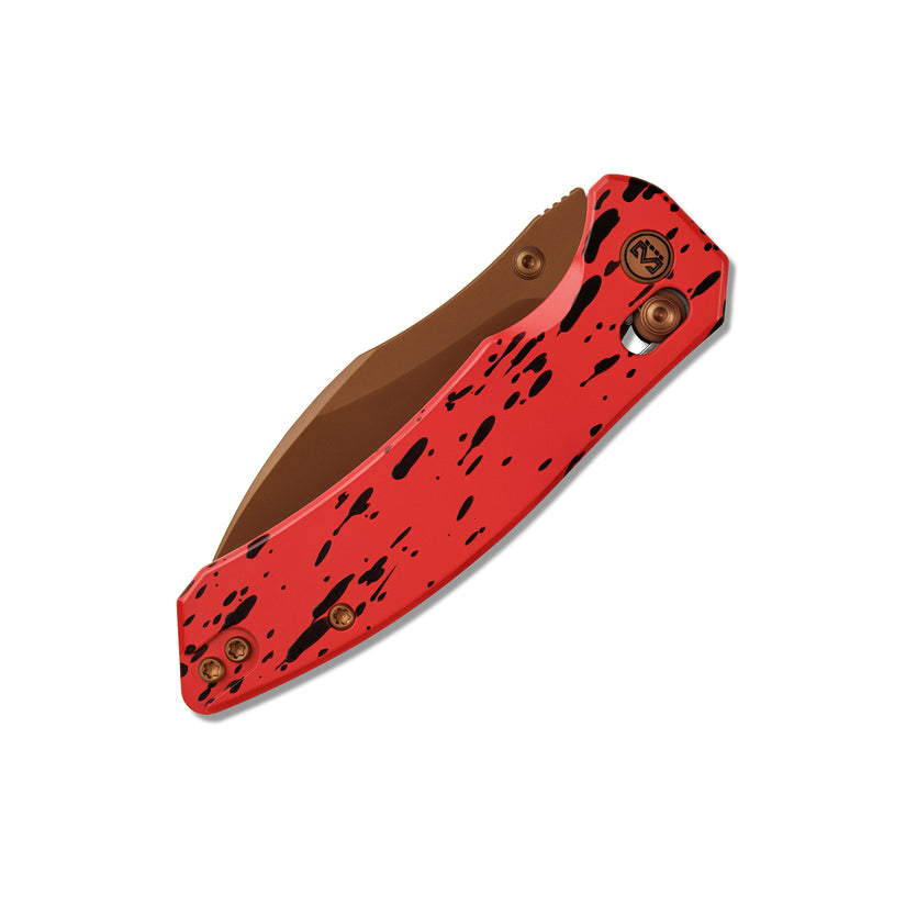 Miguron Norsa - 2.99" D2 Rose Gold PVD Blade, Red/Black Aluminium Handle