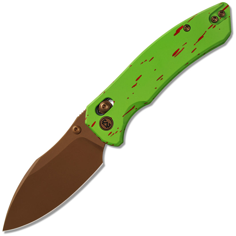 Miguron Norsa - 2.99" D2 Rose Gold PVD Blade, Green/Red Aluminium Handle