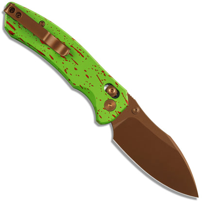 Miguron Norsa - 2.99" D2 Rose Gold PVD Blade, Green/Red Aluminium Handle
