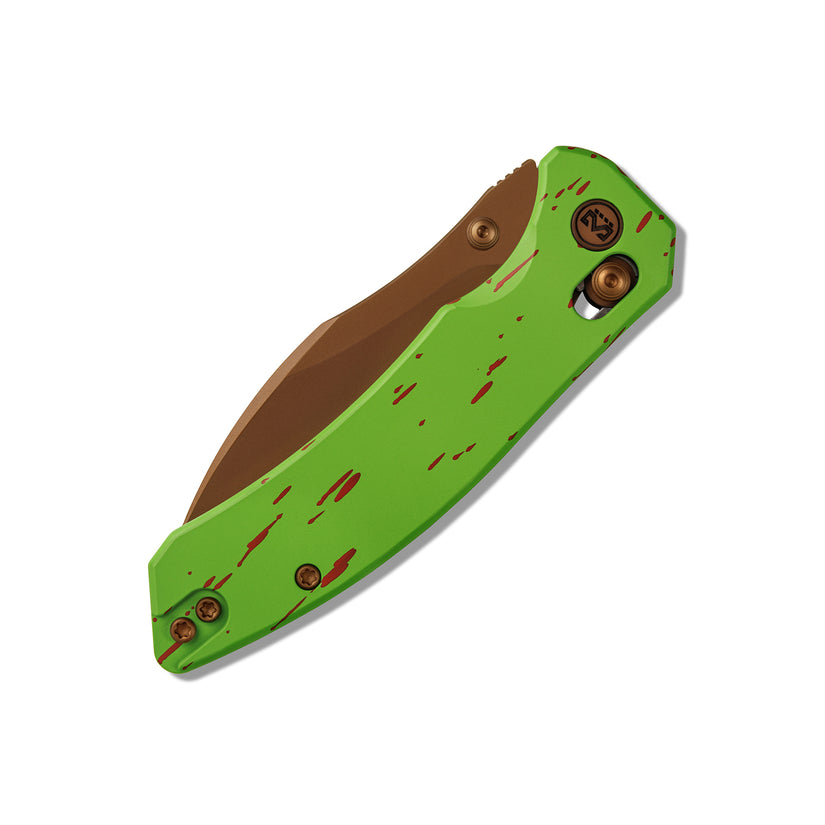 Miguron Norsa - 2.99" D2 Rose Gold PVD Blade, Green/Red Aluminium Handle