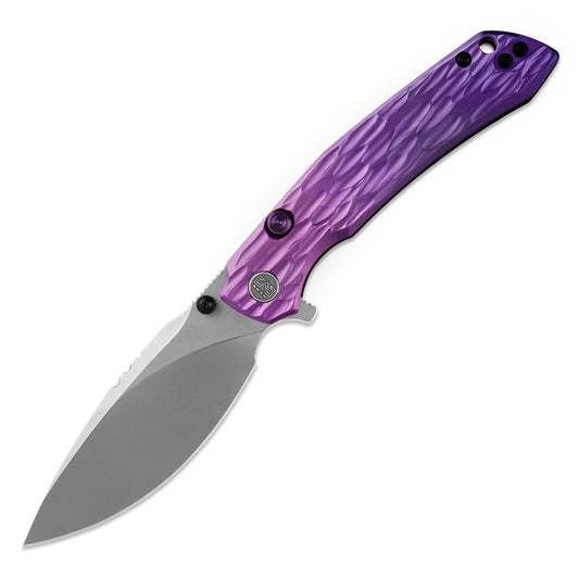 Miguron Celora - 3.3" 19C27 Stonewash Blade, Aluminium Gradient Anodised Purple Handle