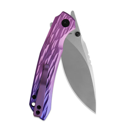 Miguron Celora - 3.3" 19C27 Stonewash Blade, Aluminium Gradient Anodised Purple Handle