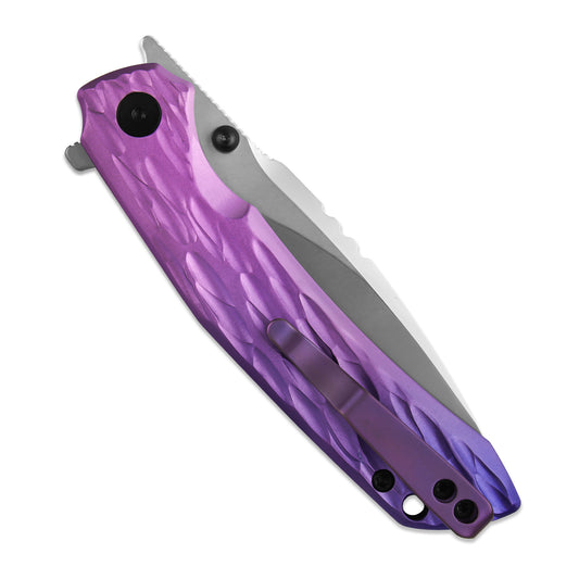 Miguron Celora - 3.3" 19C27 Stonewash Blade, Aluminium Gradient Anodised Purple Handle