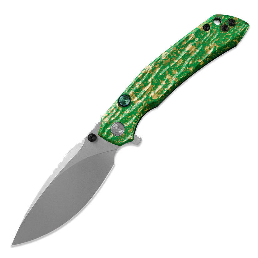 Miguron Celora - 3.3" 19C27 Stonewash Blade, Aluminium Lacquer Craft Green Handle