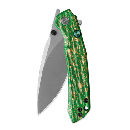 Miguron Celora - 3.3" 19C27 Stonewash Blade, Aluminium Lacquer Craft Green Handle