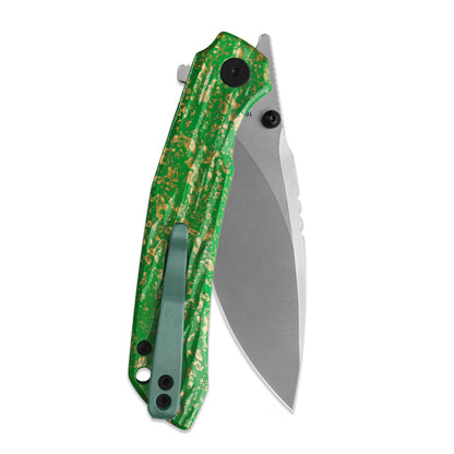 Miguron Celora - 3.3" 19C27 Stonewash Blade, Aluminium Lacquer Craft Green Handle