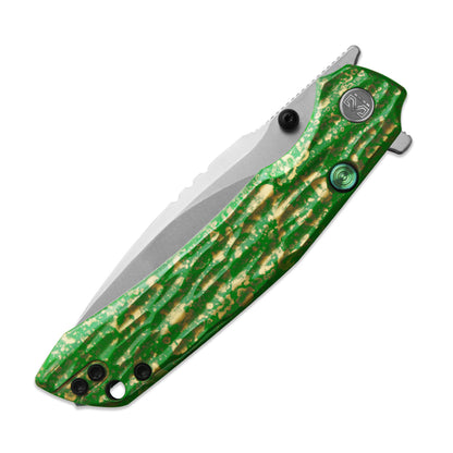 Miguron Celora - 3.3" 19C27 Stonewash Blade, Aluminium Lacquer Craft Green Handle